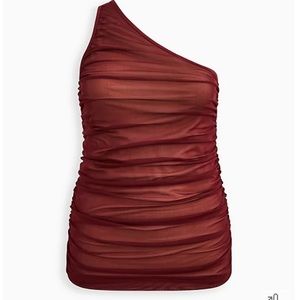 TORRID - ONE SHOULDER MESH FOXY CAMI - WINE COLOR